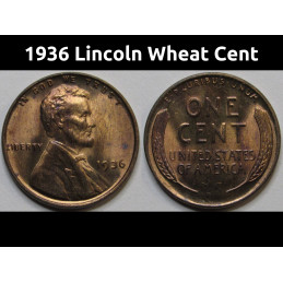 1936 Lincoln Wheat Cent - antique Great Depression era American wheat penny