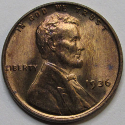 1936 Lincoln Wheat Cent - antique Great Depression era American wheat penny