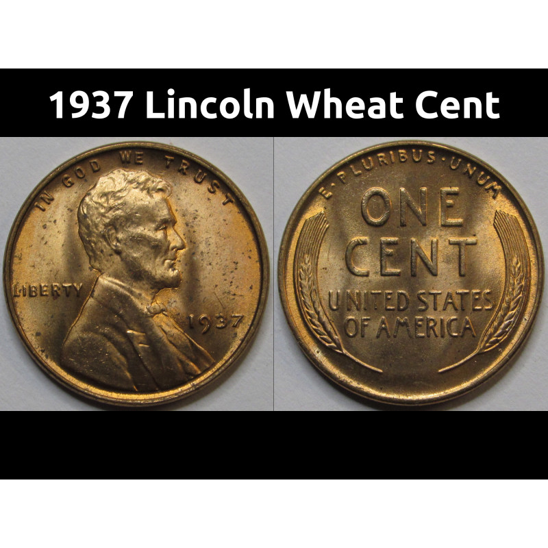 1937 Lincoln Wheat Cent - antique Great Depression era uncirculated coin 1937 Lincoln Wheat Cent - antique Great Depression era uncirculated coin