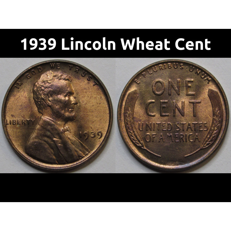 1939 Lincoln Wheat Cent - uncirculated American wheat penny 1939 Lincoln Wheat Cent - uncirculated American wheat penny