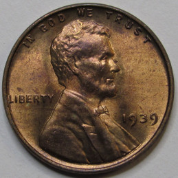 1939 Lincoln Wheat Cent - uncirculated American wheat penny