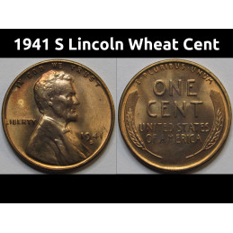 1941 S Lincoln Wheat Cent - antique San Francisco mintmark uncirculated penny