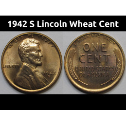1942 S Lincoln Wheat Cent - antique San Francisco mintmark American wheat penny