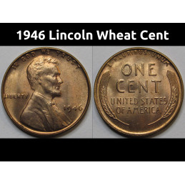 1946 Lincoln Wheat Cent - antique post WW2 era uncirculated American wheat penny