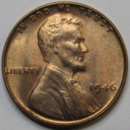 1946 Lincoln Wheat Cent - antique post WW2 era uncirculated American wheat penny