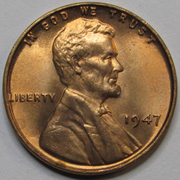 1947 Lincoln Wheat Cent - antique high grade uncirculated American wheat penny