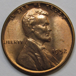 1952 Lincoln Wheat Cent - antique uncirculated American wheat penny