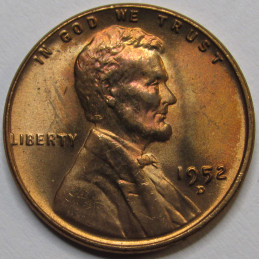 1952 D Lincoln Wheat Cent - antique Denver mintmark American wheat penny
