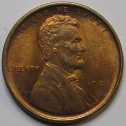 1909 Lincoln Wheat Cent - higher grade uncirculated American wheat penny