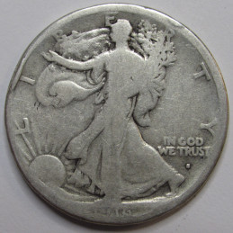 1916 S Walking Liberty Half Dollar - antique low mintage San Franccisco mintmark silver coin