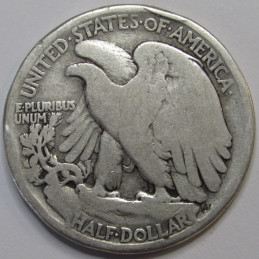 1916 S Walking Liberty Half Dollar - antique low mintage San Franccisco mintmark silver coin