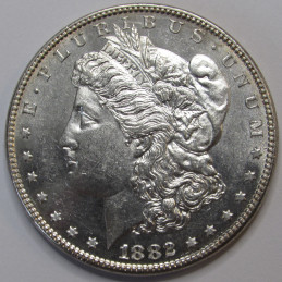 1882 Morgan Dollar - high grade uncirculated Old West era American silver dollar