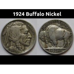 1924 Buffalo Nickel - antique American five cent coin