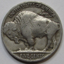 1924 D Buffalo Nickel - antique Denver mintmark American Indian nickel coin