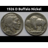 1926 D Buffalo Nickel - antique better date American Indian nickel coin