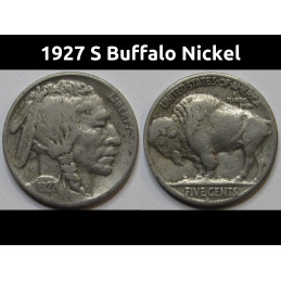 1927 S Buffalo Nickel - better condition San Francisco mintmark American Indian coin