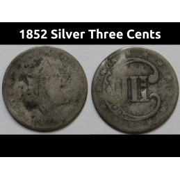 1852 Silver Three Cents - antique American small silver coin