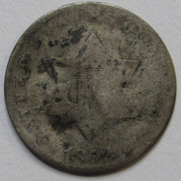 1852 Silver Three Cents - antique American small silver coin