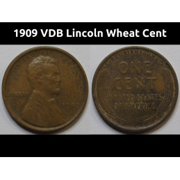 1909 VDB Lincoln Wheat Cent - antique first year of issue American wheat penny coin