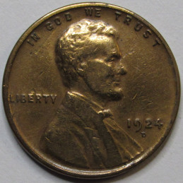 1924 D Lincoln Wheat Cent - scarce Denver mintmark American wheat penny
