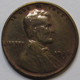 1926 S Lincoln Wheat Cent - antique scarce date San Francisco mintmark coin