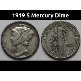1919 S Mercury Dime - antique San Francisco mintmark silver dime
