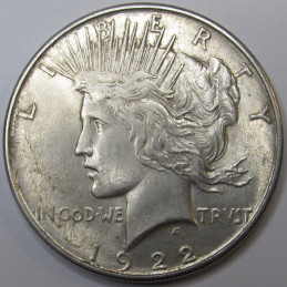 1922 Peace Dollar - antique uncirculated American silver dollar coin