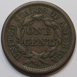 1857 Braided Hair Large Cent - Small Date - final year of issue American Large Cent