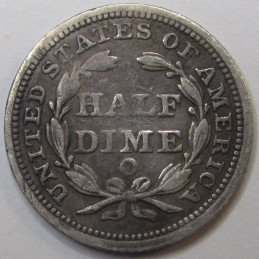 1844 O Seated Liberty Half Dime - antique better condition small American silver coin