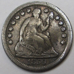 1850 O Seated Liberty Half Dime - antique New Orleans mint American small silver coin