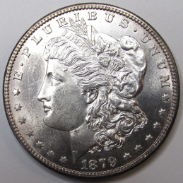 1879 S Morgan Dollar - Third Reverse - antique uncirculated American silver dollar coin