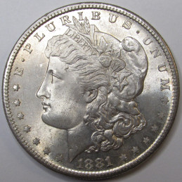 1881 S Morgan Dollar - uncirculated San Francisco mintmark American silver dollar