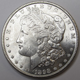 1898 Morgan Dollar - antique uncirculated American silver dollar coin