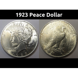 1923 Peace Dollar - antique uncirculated American silver dollar coin