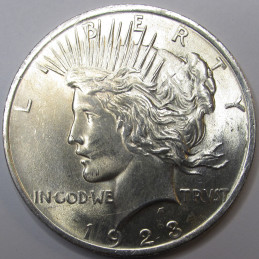 1923 Peace Dollar - antique uncirculated American silver dollar coin