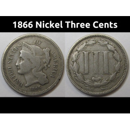 1866 Nickel Three Cents - antique Reconstruction era American odd denomination coin