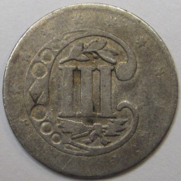 1858 Silver Three Cents - antique pre Civil War small American silver coin