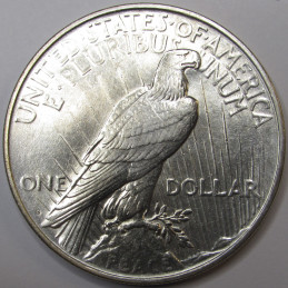 1927 D Peace Dollar - antique uncirculated Denver mintmark American silver dollar
