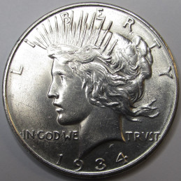 1934 D Peace Dollar - antique better date uncirculated American silver dollar