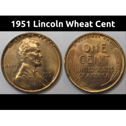 1951 Lincoln Wheat Cent - vintage uncirculated American wheat penny