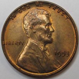 1953 Lincoln Wheat Cent - vintage uncirculated American wheat penny coin
