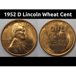 1952 D Lincoln Wheat Cent - antique Denver mintmark uncirculated wheat penny