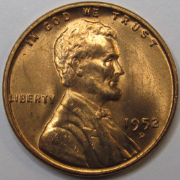 1952 D Lincoln Wheat Cent - antique Denver mintmark uncirculated wheat penny