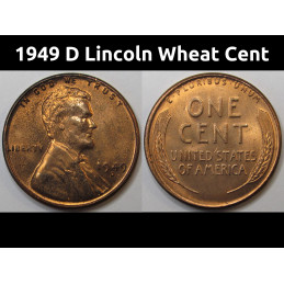 1949 D Lincoln Wheat Cent - antique Denver mintmark uncirculated wheat penny