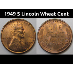 1949 S Lincoln Wheat Cent - antique San Francisco mintmark American wheat penny