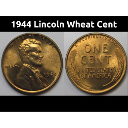 1944 Lincoln Wheat Cent - antique WW2 era uncirculated American wheat penny