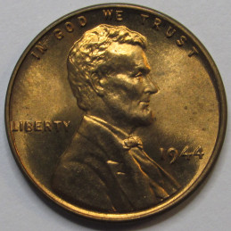 1944 Lincoln Wheat Cent - antique WW2 era uncirculated American wheat penny