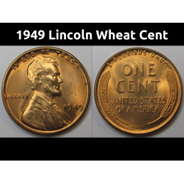 1949 Lincoln Wheat Cent - vintage fourties uncirculated American wheat penny