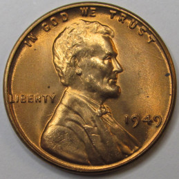 1949 Lincoln Wheat Cent - vintage fourties uncirculated American wheat penny