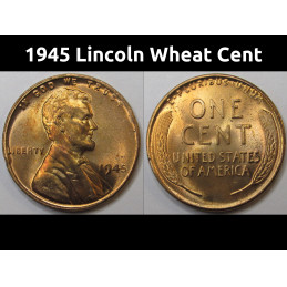 1945 Lincoln Wheat Cent - antique unriculated WW2 era American wheat penny